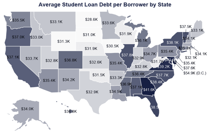 Average amount of student loans