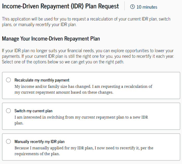 Recertify income student loans
