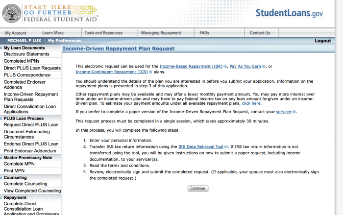 Gov studentloans income if will