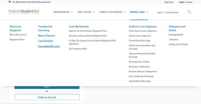 Consolidated federal student loans
