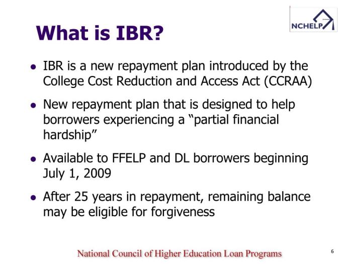 Repayment loans plan income ibr