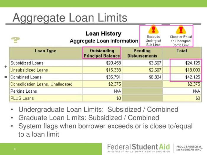 Loan limits borrower aggregate nslds aggregates understanding undergraduate ppt powerpoint presentation