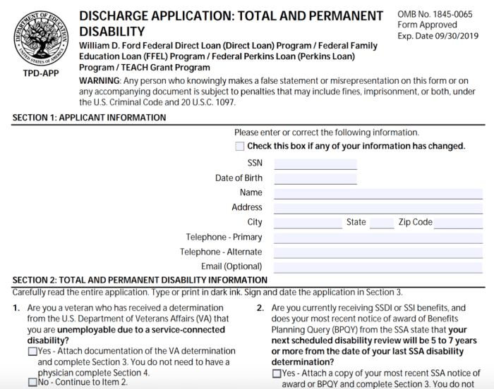 Student loans on disability